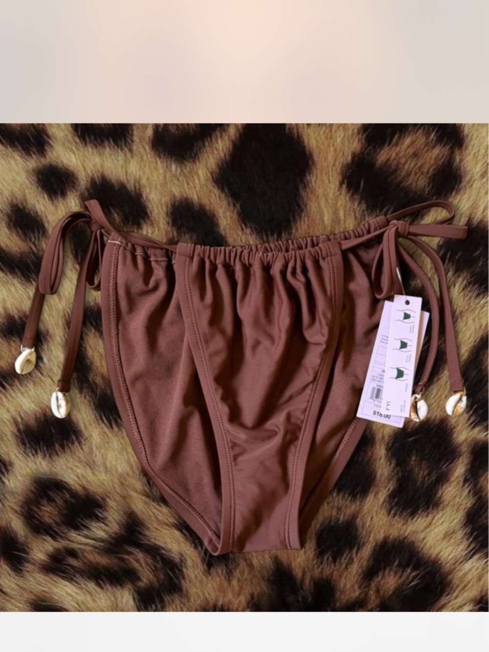 Brown Shell-Trim Triangle Bikini - Picture 4 of 6
